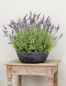 Rustic Lavender Artificial Flower Arrangement in Bowl Planter