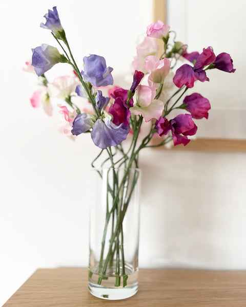 Artificial Sweet pea flower arrangement in Vase.