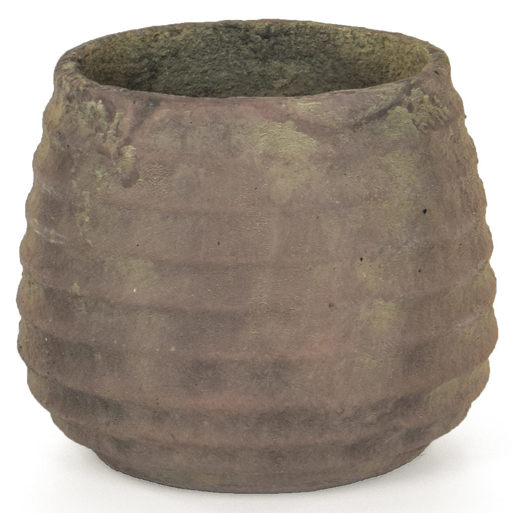 Distressed Taupe Pot 21cm - Artificial Green